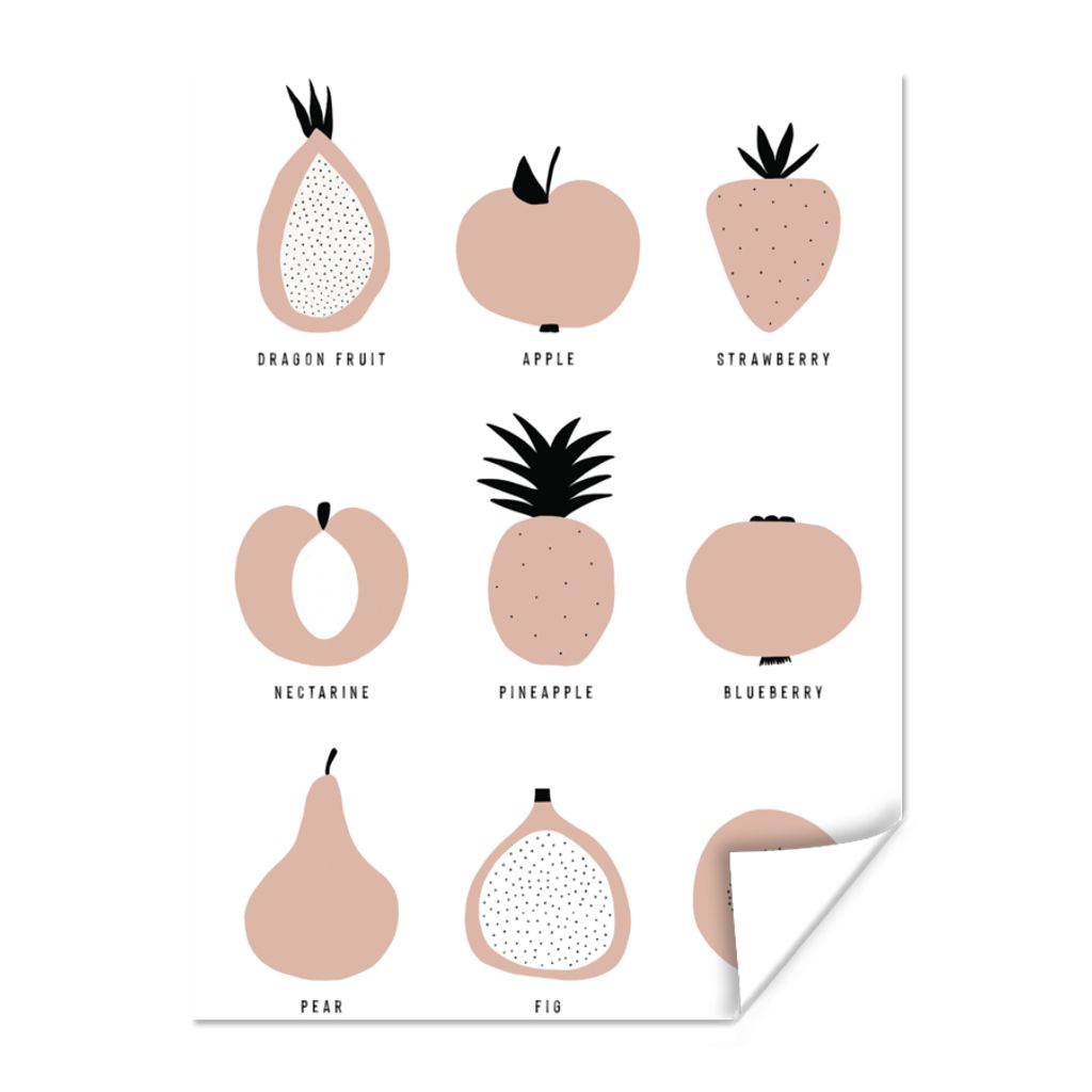 MuchoWow Poster Obst - Pastell - Design 60x80 cm - Schlafzimmer Dekoration