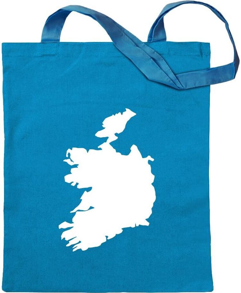 Kiwistar - Baumwolltasche - hellblau - Irland Umriss Kontur - Tragetasche Stoffbeutel Umhängetasche Langer Henkel