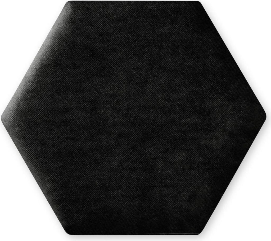 TAPHICEROS Hex Wandpaneel Polsterpaneel, 30x26 cm, ALOVA 90, Schwarz, Wandkissen Hexagon Wandpolster Kopfteil für Bett Gepolstert Polsterplatte