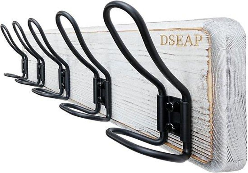 Dseap Garderobe – Stabile Vintage-Garderobe – Holzgarderobe im Landhausstil, rustikale Hakenleiste, Wandgarderobenhaken, Garderobenhaken mit 5 ...
