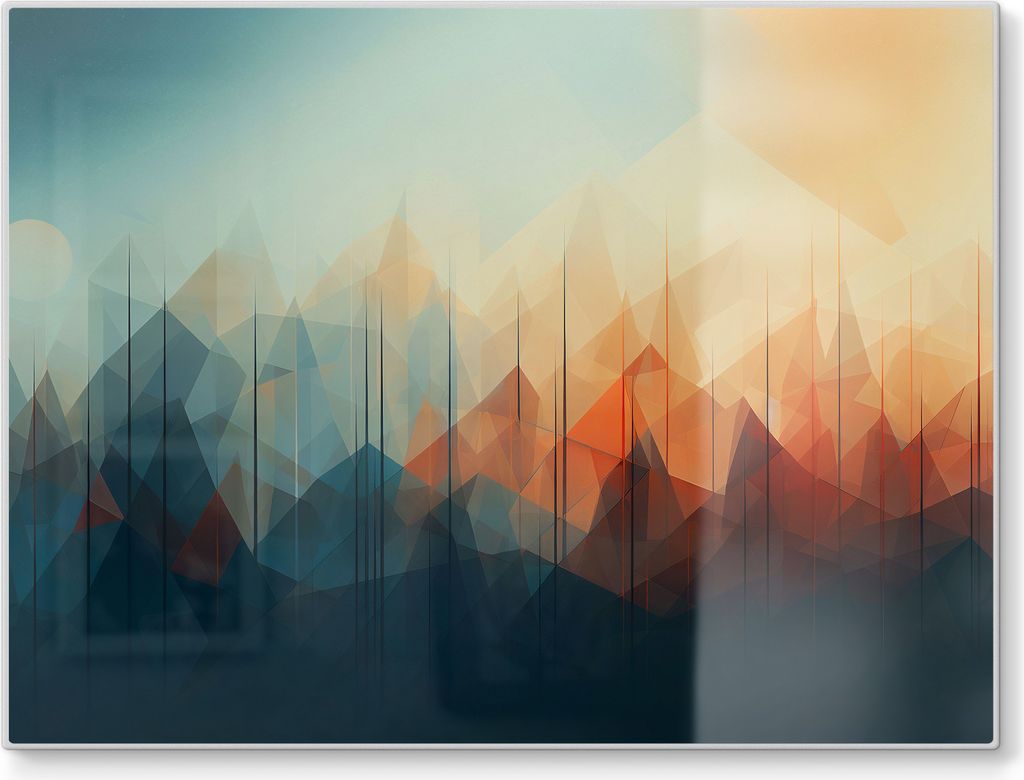 DEQORI Schneidebrett Glas 40x30 cm 'Digitale Gebirgsidylle' Schneideplatte Servierplatte