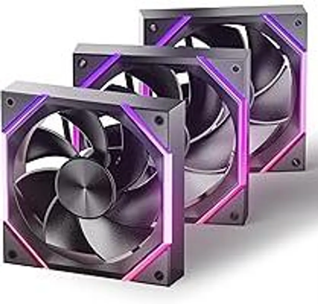Ventola per PC AsiaHorse RGB 120 mm Ventola per case inversa [3 pezzi] [HDB] 61,5 CFM/2000 RPM/2,16 MMH2O 5V3PIN ARGB e 12V4PIN PWM, durata 50.000 ore Nyota-A12-R-Nero