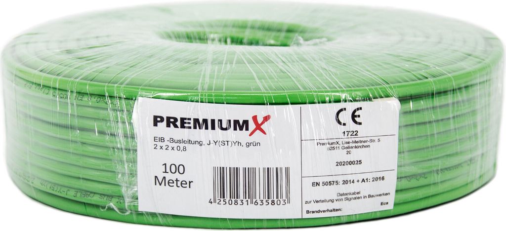 PremiumX 100m EIB KNX BUS-Kabel J-Y(ST)Yh 2x2x0,8 Eca