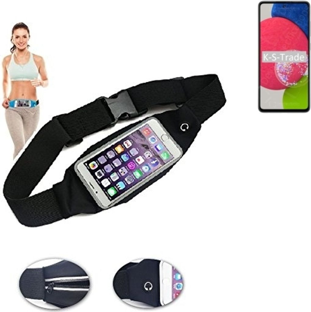 K-S-Trade Jogging-Armband kompatibel mit Samsung Galaxy A52s 5G Gürteltasche Umhängetasche Bauchtasche schwarz Sport Running Jogging Fitness Laufen