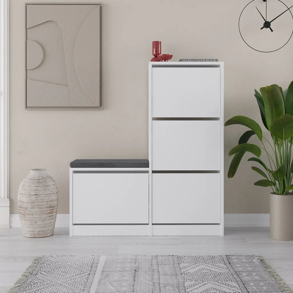 Skye Decor Dude - Armoire à chaussures blanche moderne 105 x 118,5 cm
