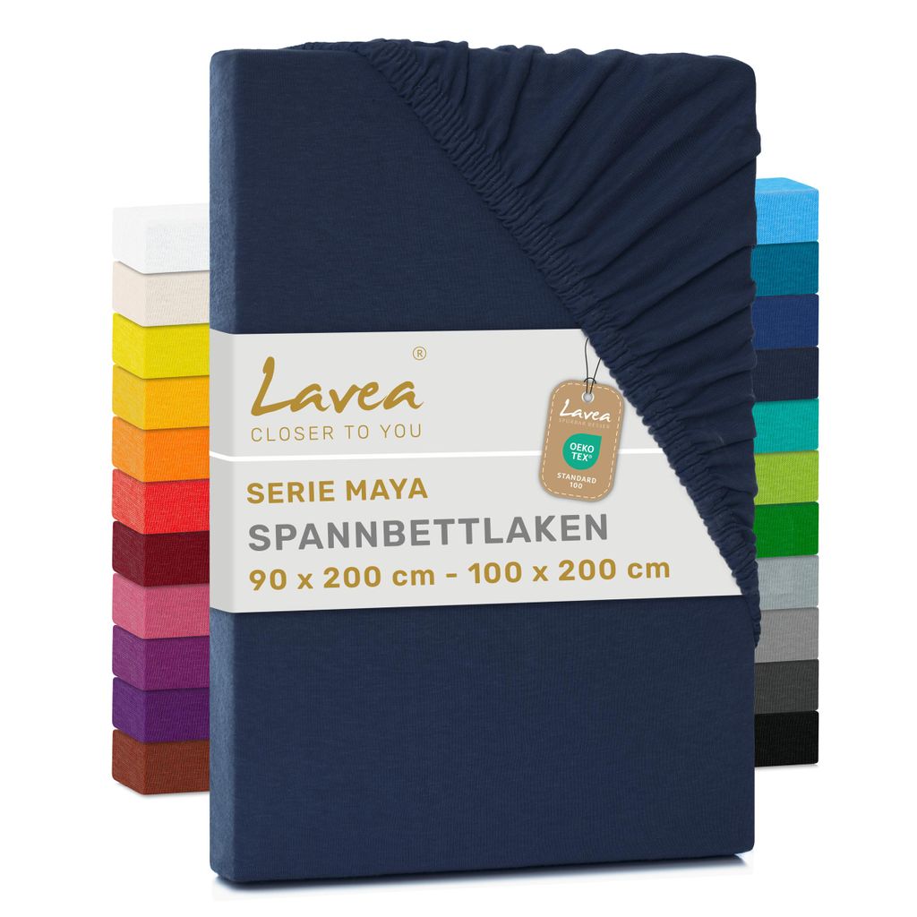 Lavea® Spannbettlaken 90x200cm - 100x200cm Maya Jersey, Produktbild 