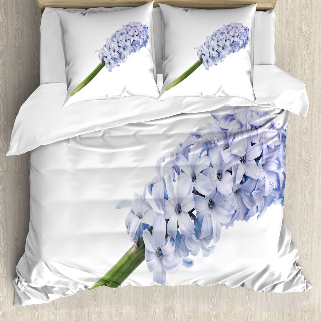 ABAKUHAUS Natürliche Farbe Bettbezug Set für Einzelbetten, Frühlings-Liebe-Hyazinthe, Milbensicher Allergiker geeignet mit Kissenbezug, 155 cm x...
