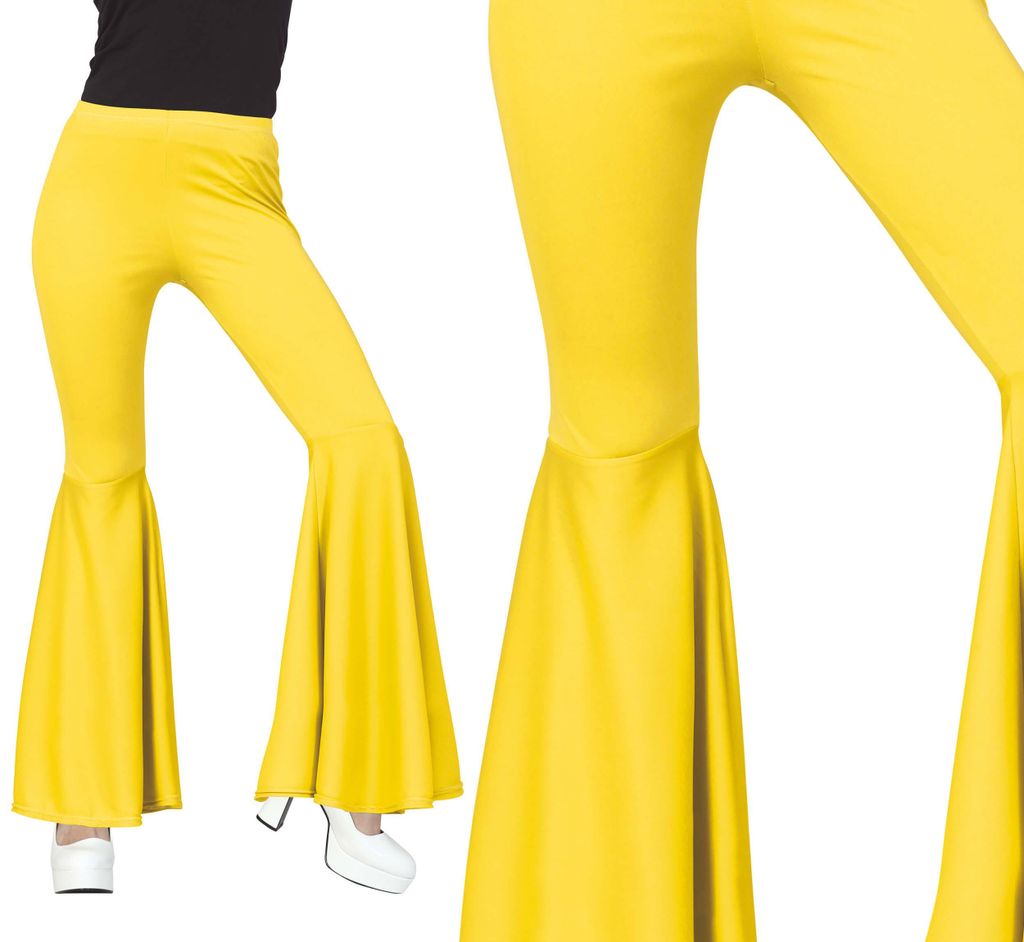 70S Retro Yellow Festival Flare Pants Hippie Festival Time Immagine del prodotto 