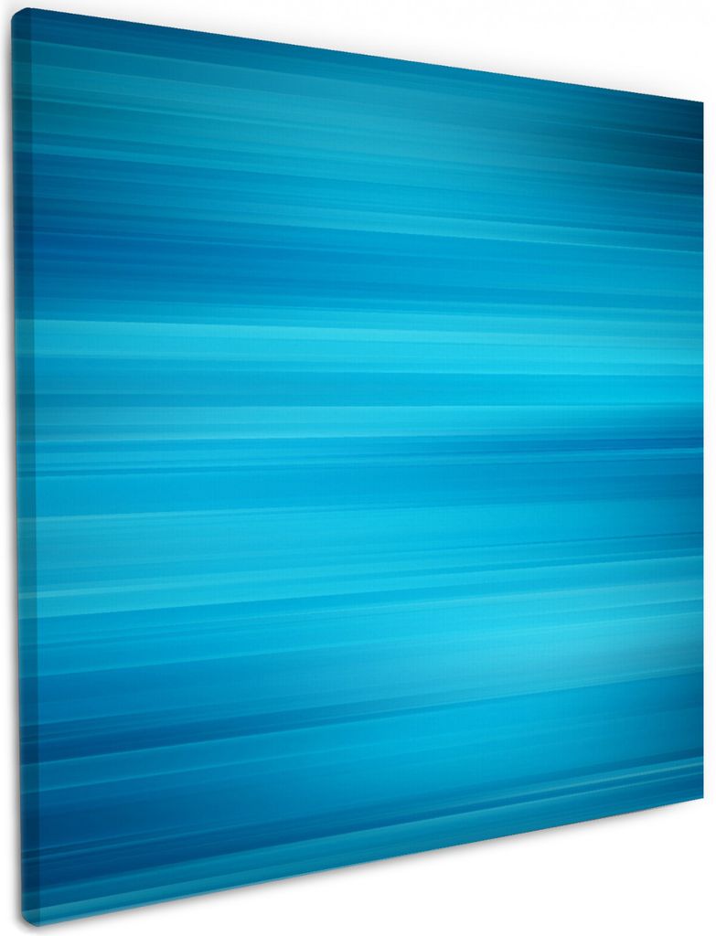Wallario Premium Leinwandbild Blau und schwarz gestreift - Abstraktes Streifenmuster in Größe 50 x 50 cm