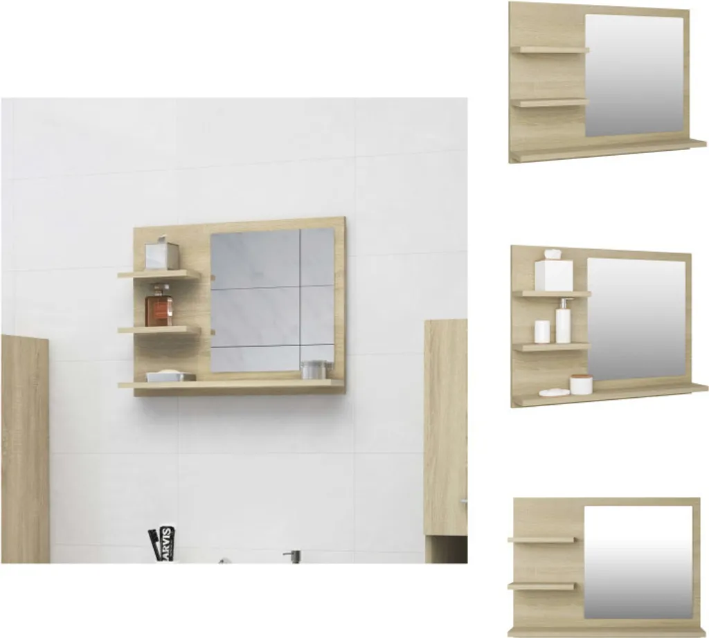 Miroir Mural avec Étagère pour Gagner de la Place dans la Salle de Bain