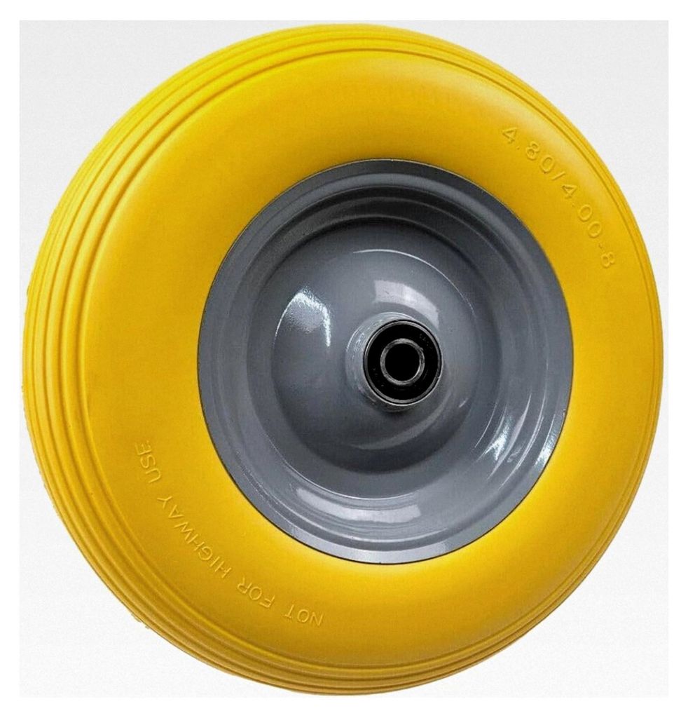 PU-Schubkarrenrad 4.80/4.00-8, Stahlfelge grau gepulvert, Kugellager, max. 180 kg, pannensicher