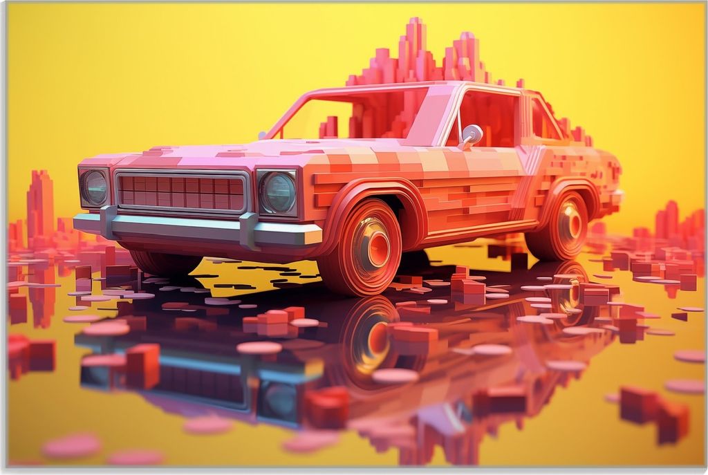 Wallario Frühstücksbrettchen aus Glas 20 x 30 cm mit rutschfesten Füßen, Motiv Pixelauto