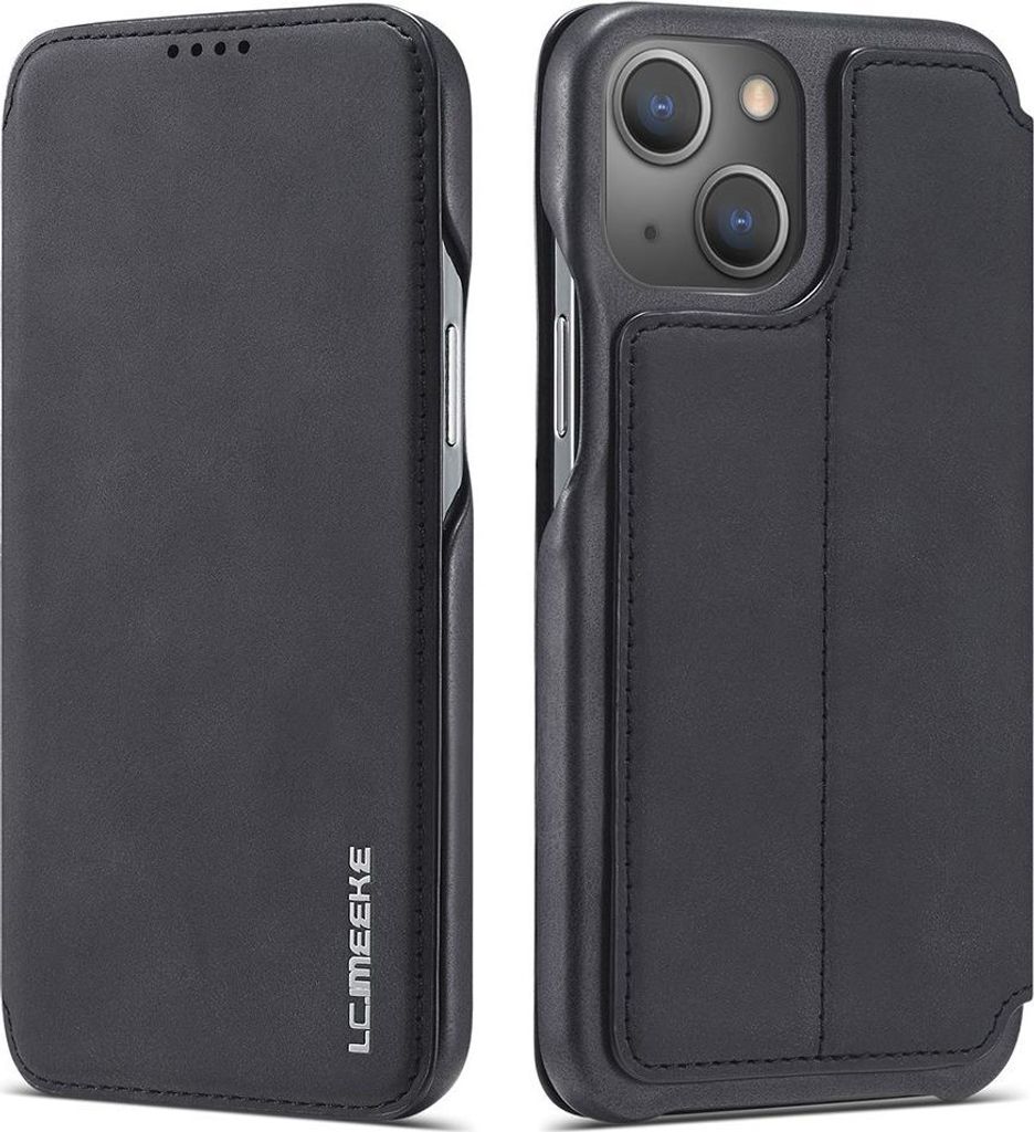 iPhone 13 Mini Hülle - LC.IMEEKE Retro Klapphülle - Schwarz