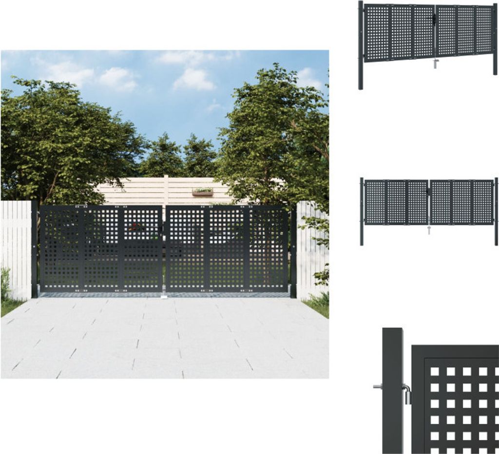 vidaXL Záhradná brána antracit 300x150 cm oceľ - Záhradné Obrázok produktu 