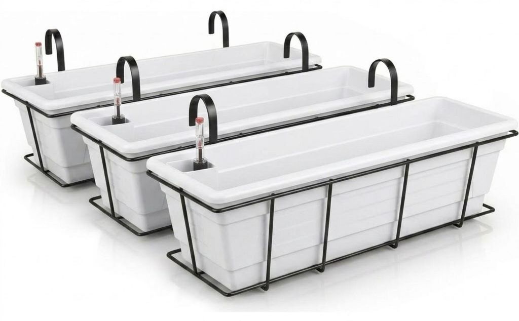 3er Set 60 cm selbstwässernd Hydroeinsatz & Metallkorb