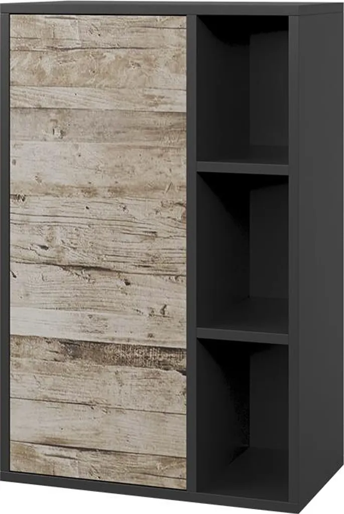 Vicco Berno Noir Chêne 50x78cm Étagère 2 Compartiments Fermés 57816