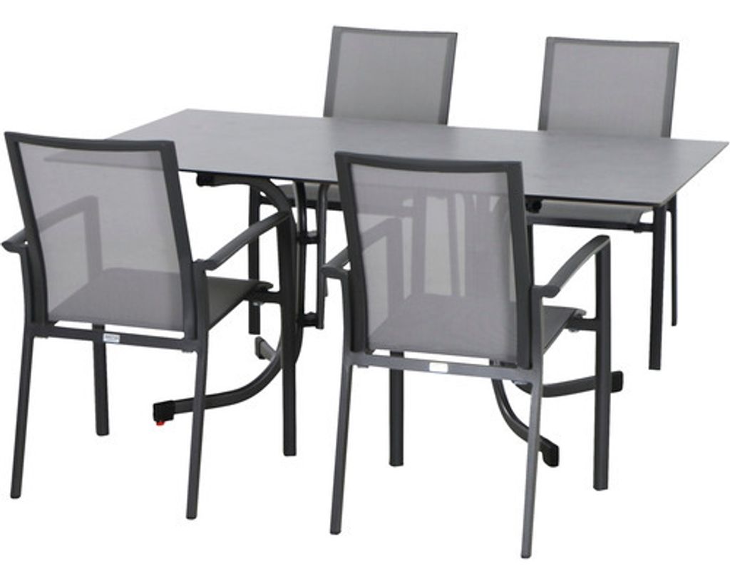 Dining-Set Siena Garden Velia SET 5-teilig Sola 160 4 x Sessel anthrazit, 160 x 90 cm, HPL