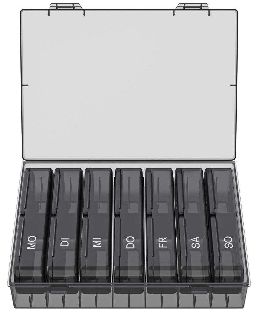 WELLGRO Tablettenbox für 7 Tage - Pillendose je 2 Fächer Produktbild 