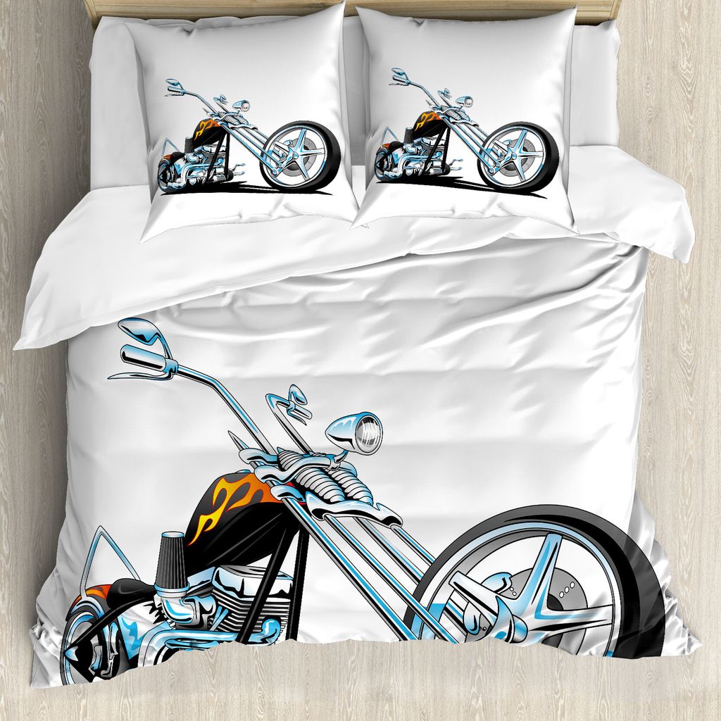 ABAKUHAUS Männlich Bettbezugs Set Für Doppelbetten, Amerikanischer Motorradsport, Milbensicher Allergiker geeignet mit Kissenbezügen, Anthrazit ...