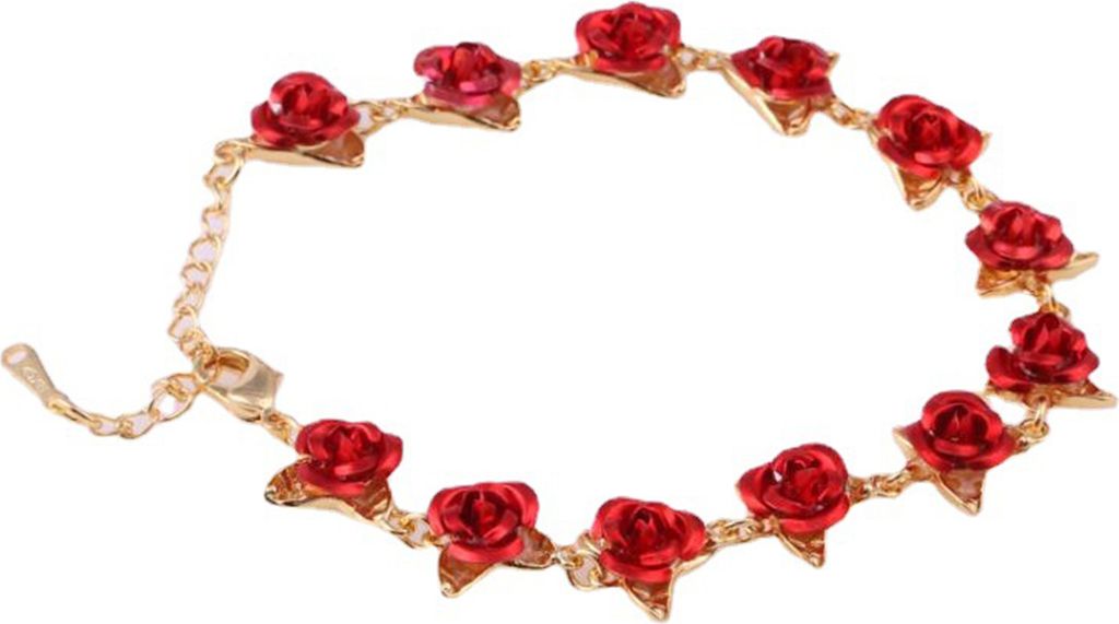 Damen-Armbänder, rote Rosenkette, dekorative zarte Valentinstags-Handkette für Geschenke-Golden