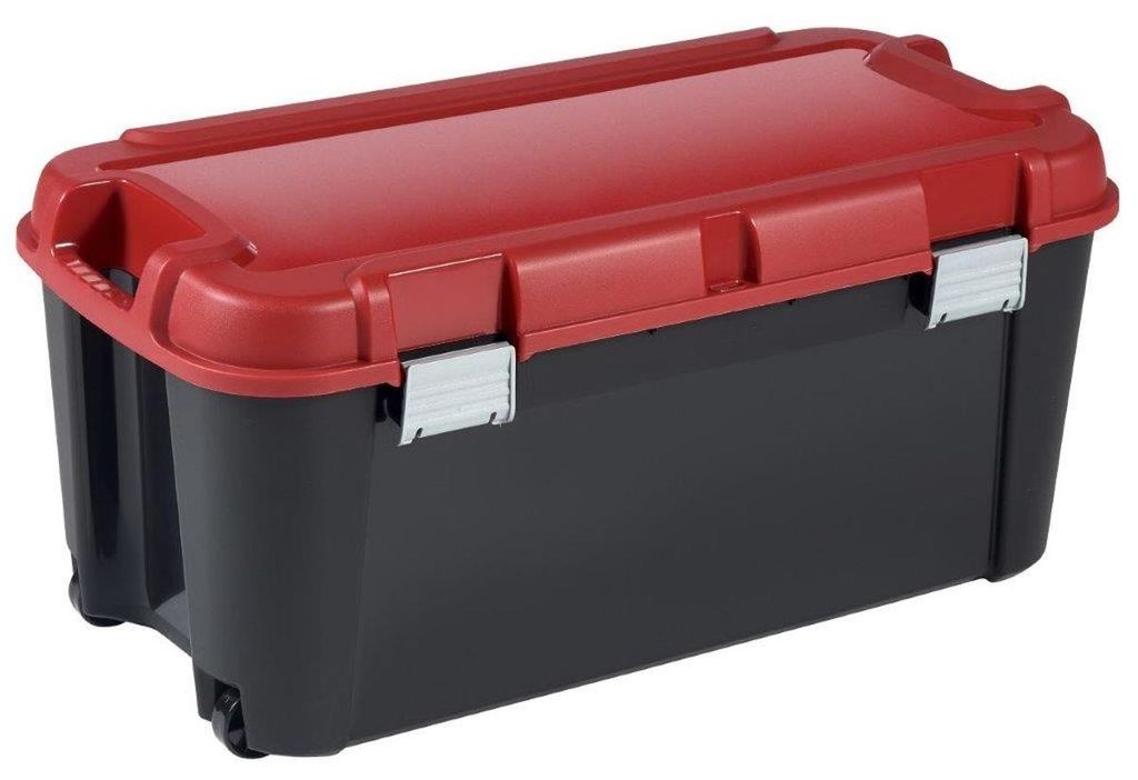 Coffre De Rangement 80 L 79.5 X 39.5 X H37.1 Cm Noir-rouge Image du produit 