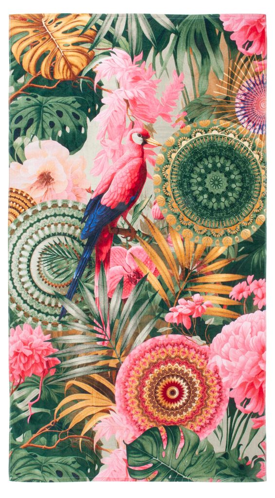 Beach towel HIP 100x180 cm - mandalas and flowers is tropical