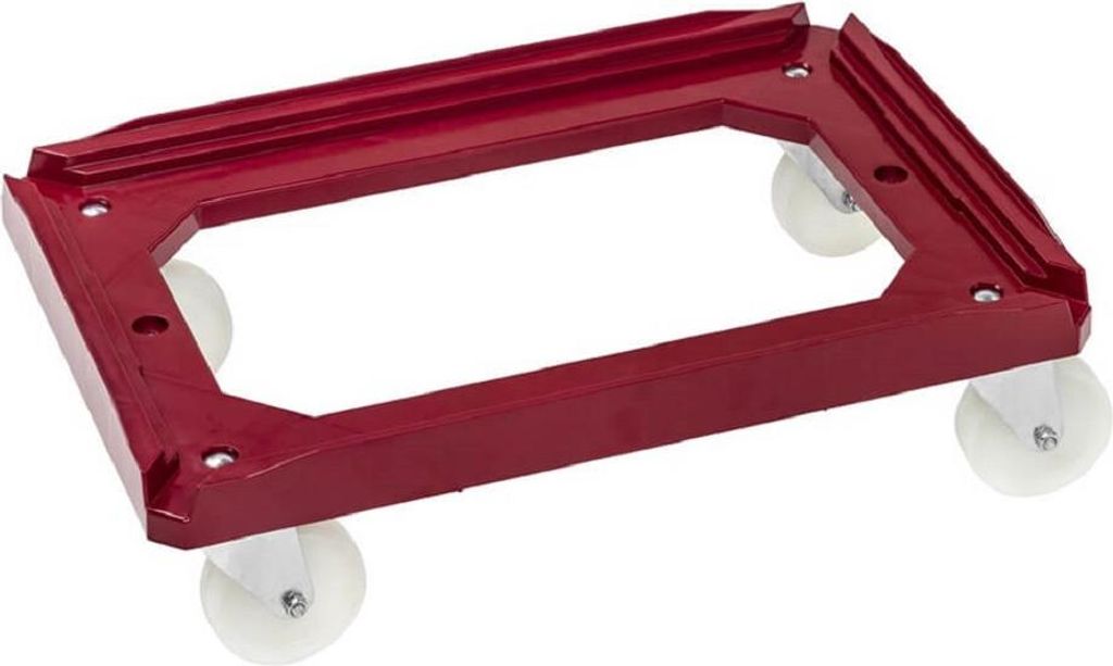 Kistenroller für Behälter bis 600 x 400 mm, 250 kg, Weinrot