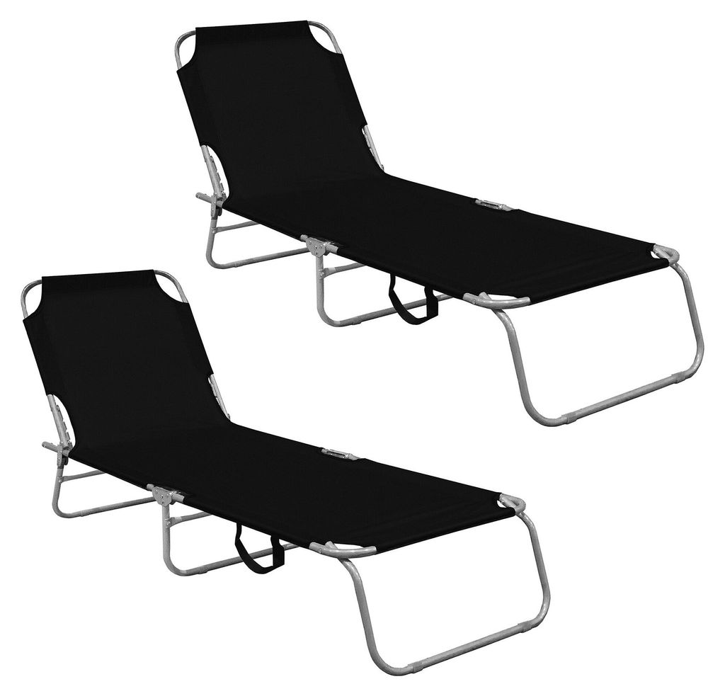 Aga 2x Gartenliege verstellbar Schwarz Produktbild 