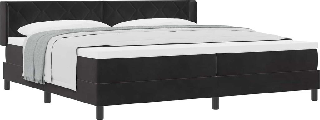 Boxspringbett mit Matratze Schwarz 200 x 200 cm Polyester