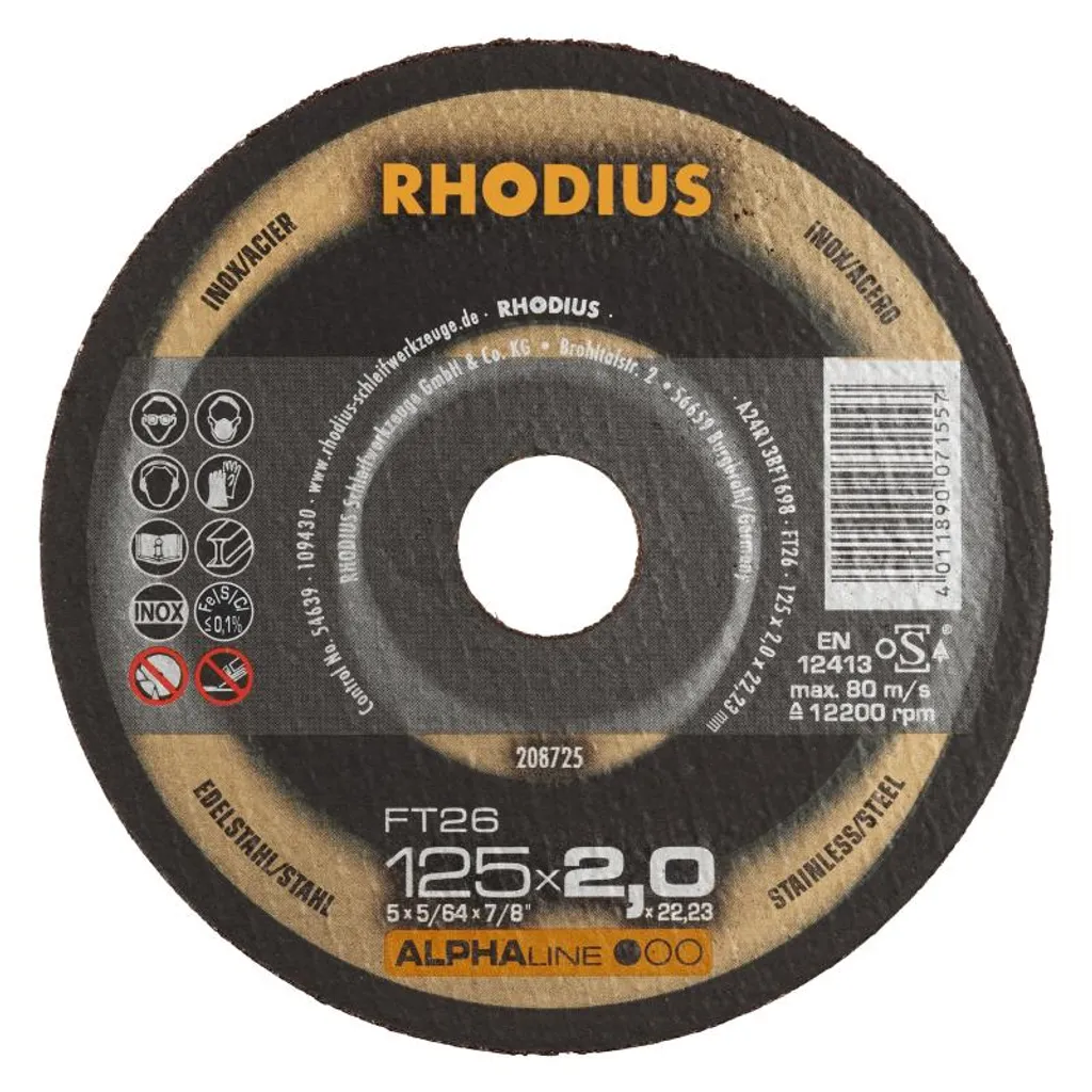 Rhodius FT26 Disques de coupe extra fins 1mm pour Inox et Acier 25 pcs