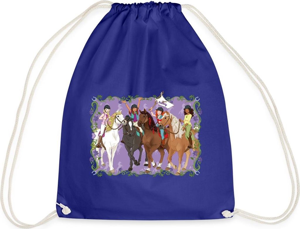 Spreadshirt Schleich Horse Club Lisa Sarah Sofia Hannah reiten Turnbeutel, One size, Königsblau