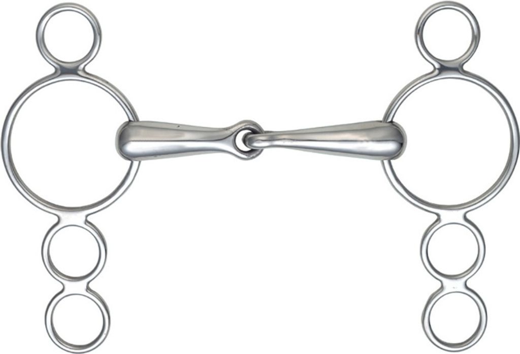 Shires - Einfach-Gebrochen 3-Ring-Trense ER641 (4,5 in) (Silber)