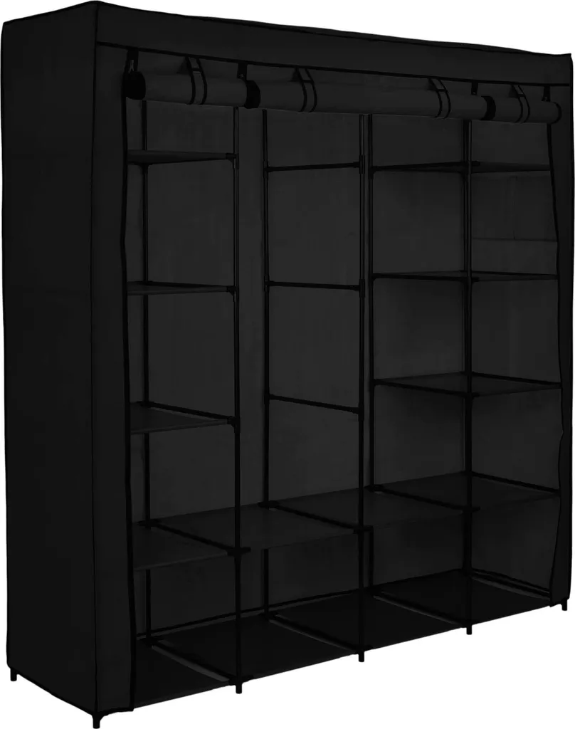 Dressing textile Olena noir pour chambre et studio - Armoire modulable