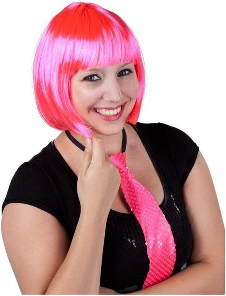 Perücke für Erwachsene - Neonpinker Bob Produktbild 