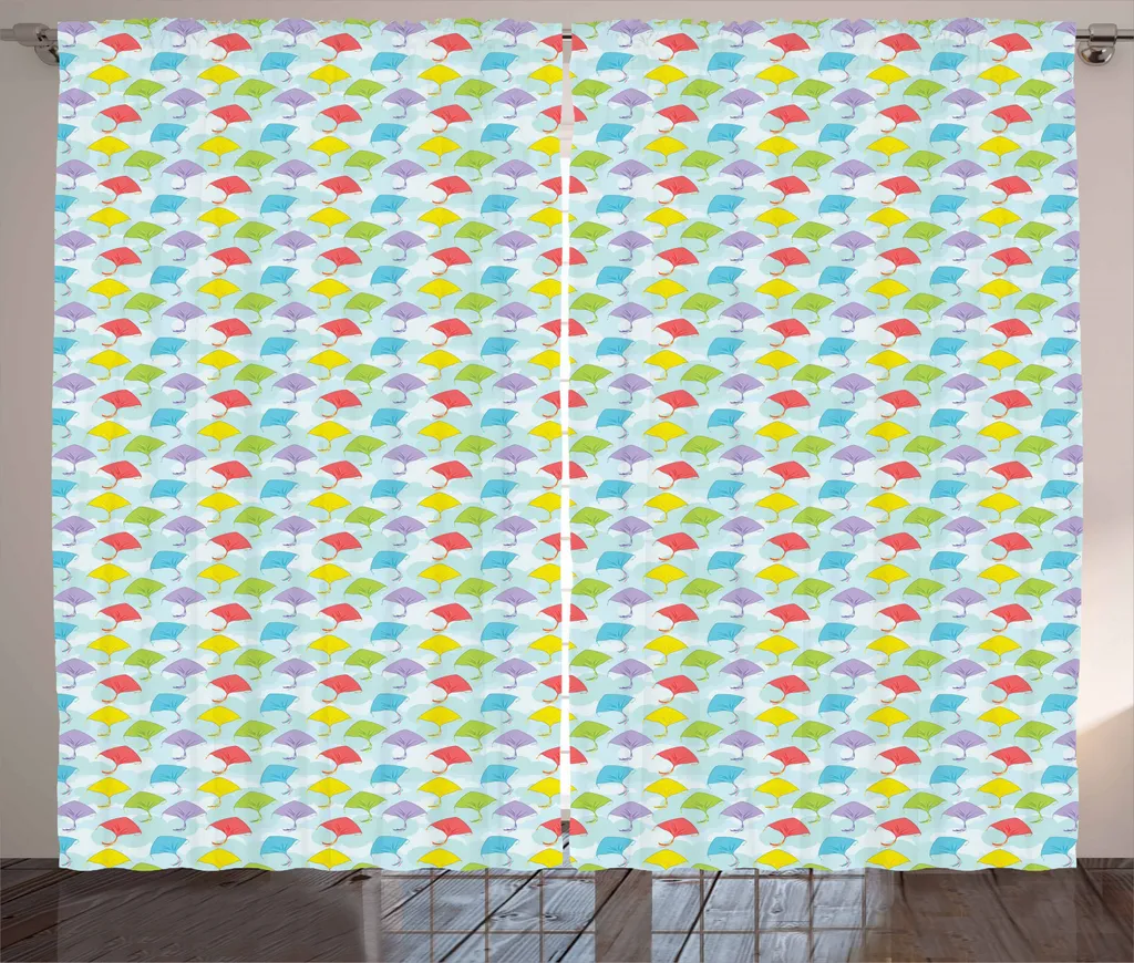 ABAKUHAUS Kites Tenda rustica, tema Summer Festival Cartoon, tende universali per soggiorno con passanti e ganci, 280 x 245 cm, multicolore
