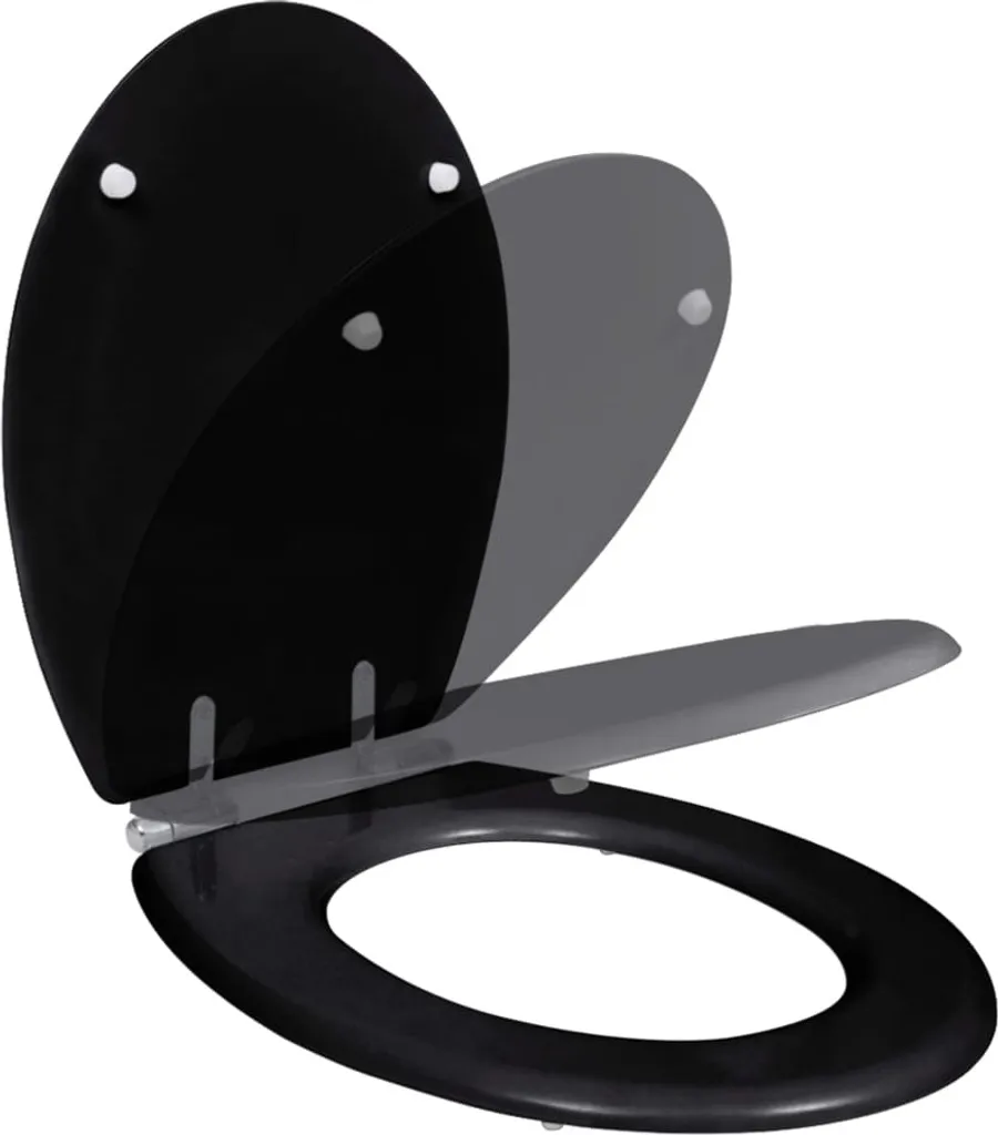 Couvercle de Toilette Noir Silencieux vidaXL - Siège MDF pour WC Familial