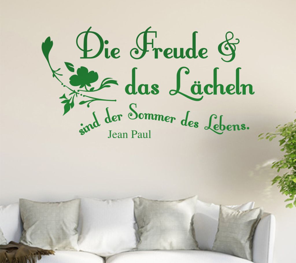 Die Freude und das Lächeln... Wandtattoo in 6 Größen - Wandaufkleber Wall Sticker - Dekoration, Küche, Wohnzimmer, Schlafzimmer, Badezimmer