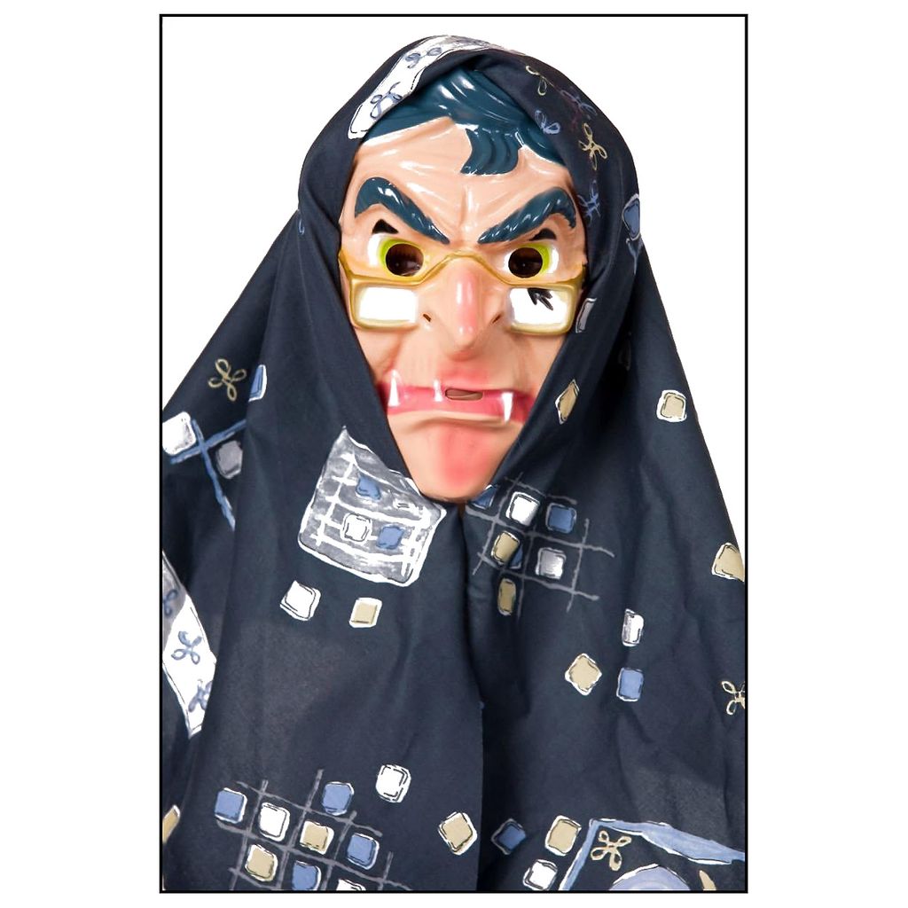 Hexenmaske mit Kopftuch (Zufälliges Kopftuch-Muster / Produktbild 