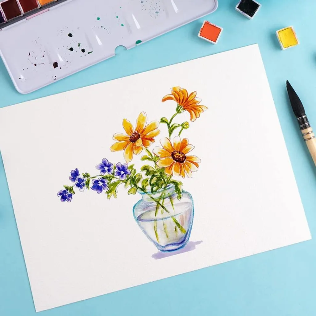 Papier Aquarelle 100% Coton 300g - 20 Feuilles 32K Blanc sans Acide