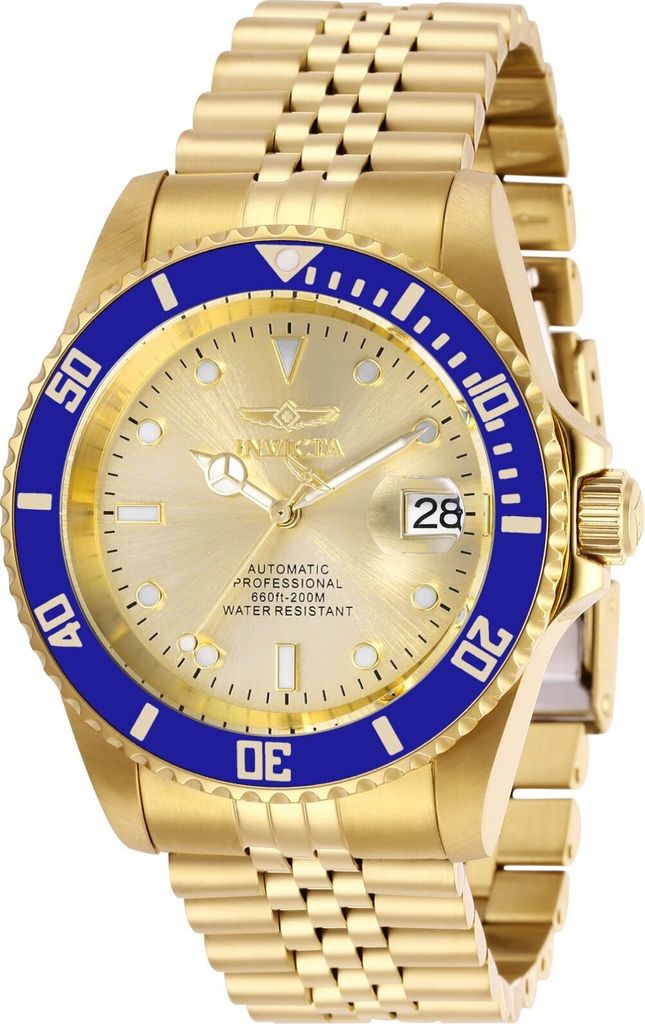 Invicta Pro Diver 29185 Herren uhr - Wasserdicht - Analog - Automatikuhr - Edelstahl mit goldenen zifferblat - 42mm