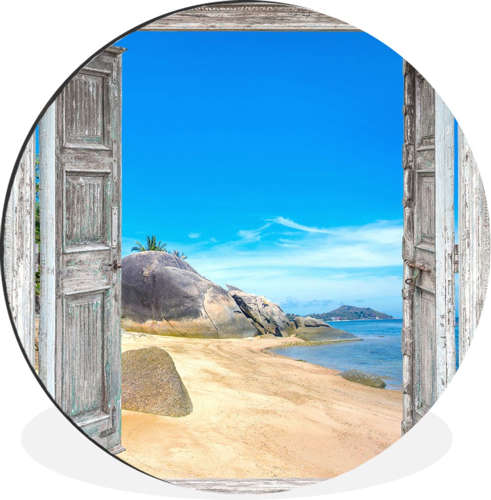 MuchoWow Aluminium Wandkreis Strand - Tropisch - Sommer - Blick - Meer Ø 60 cm Wanddeko Modern Wohnzimmer - Wand Kreis - Wandbild - Schlafzimmer...