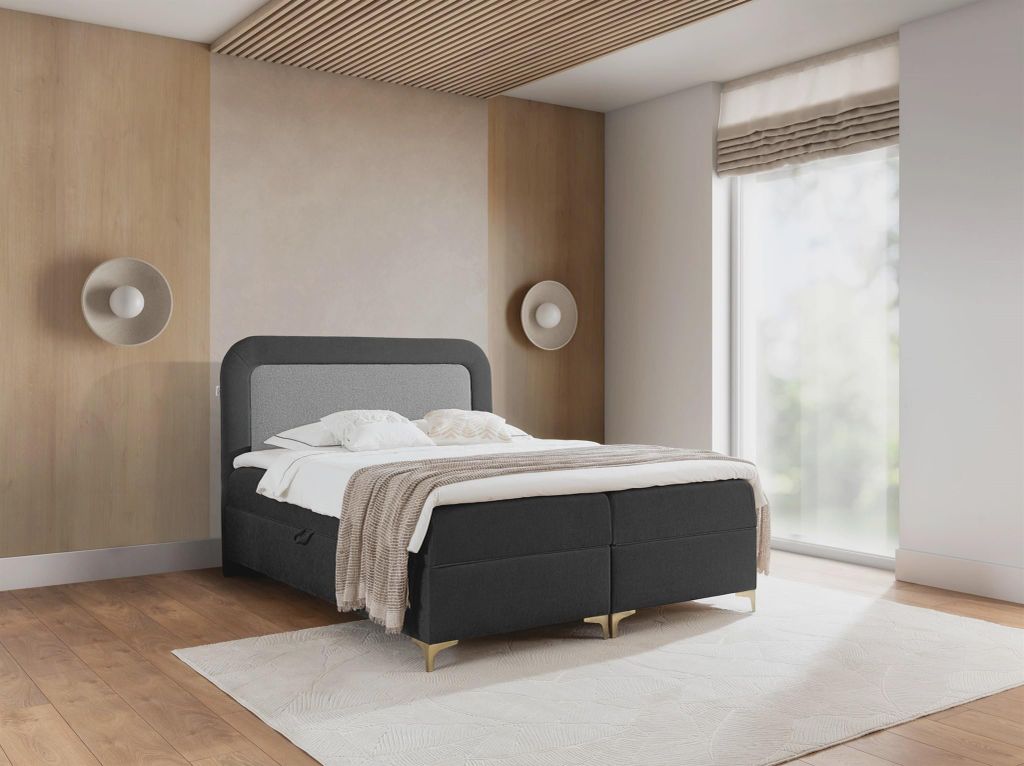 Boxspringbett Schlafzimmerbett WILLOW 200x200cm Stoff Puente Anthrazit