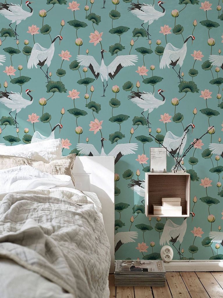 Coloray Fototapete 152x104 cm Vlies-Fototapete - Cranes Pastell.