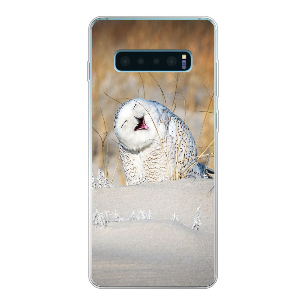 MuchoWow Handyhülle Schutzhülle Hülle für Samsung Galaxy S10 Lite Eule - Schnee - Düne Silikon Softcase Handy Hülle - Schutz