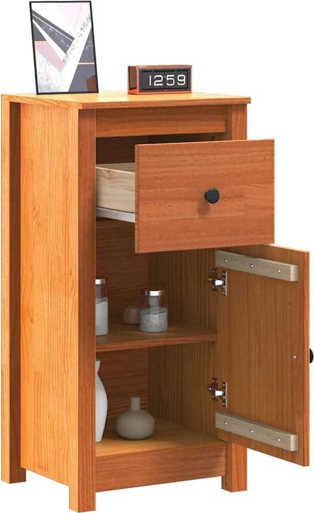 Eleganter Möbel Sideboard Wachsbraun 39 x 34,5 x 80cm Massives Kiefernholz - CJG124794 - Kommoden