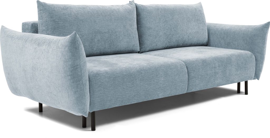 DomoHome ADEL-Sofa Modernes Schlafsofa mit Stauraum und Silikon-Kissen Wellenfedern Ideal für Wohnzimmer Metallfüße PUR-Schaum 145x200cm Liegefl...