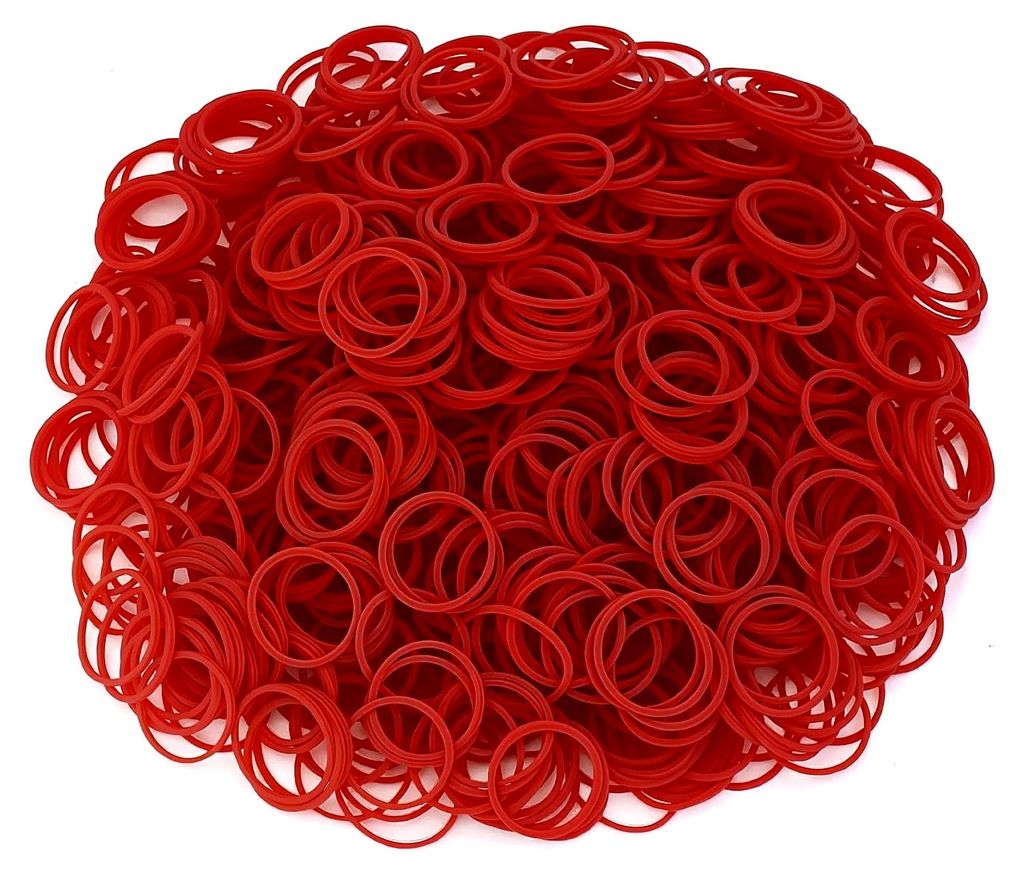 Kleine Gummibänder, 25mm Haushaltsgummiringe, Mini-Zopfgummiband für Haare, Handwerk, Dokumente, Möbel (rot)