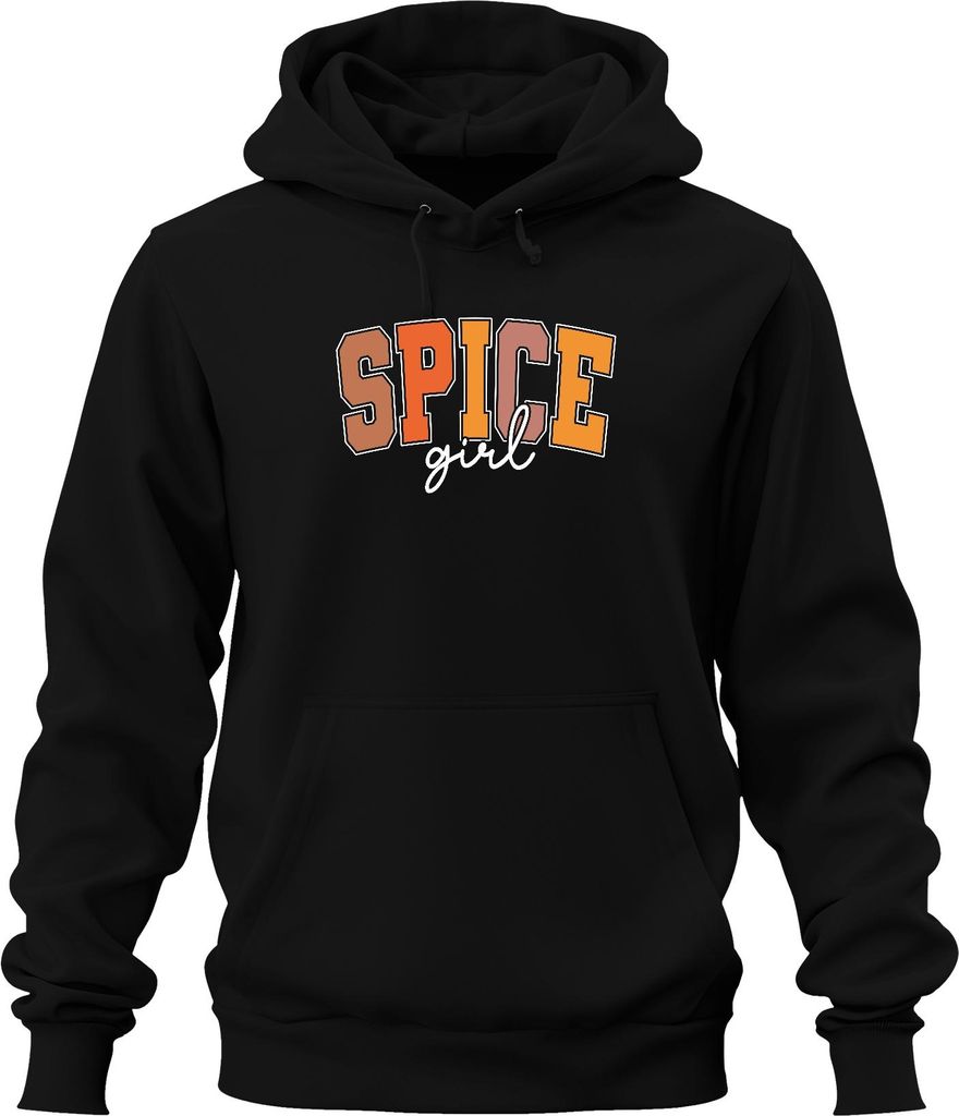 Spice girl Herbst Retro College Schrift Orange Braun Foodie cool Uni Hoodie Kapuzenpullover, Schwarz, M