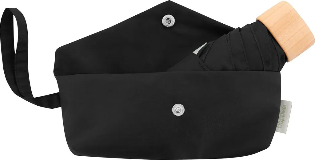 Parapluie de poche doppler Nature Mini Cork Simply Black noir robuste