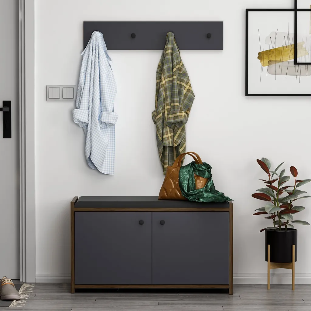 Meuble d'entrée pour chaussures anthracite Zen idéal petits appartements